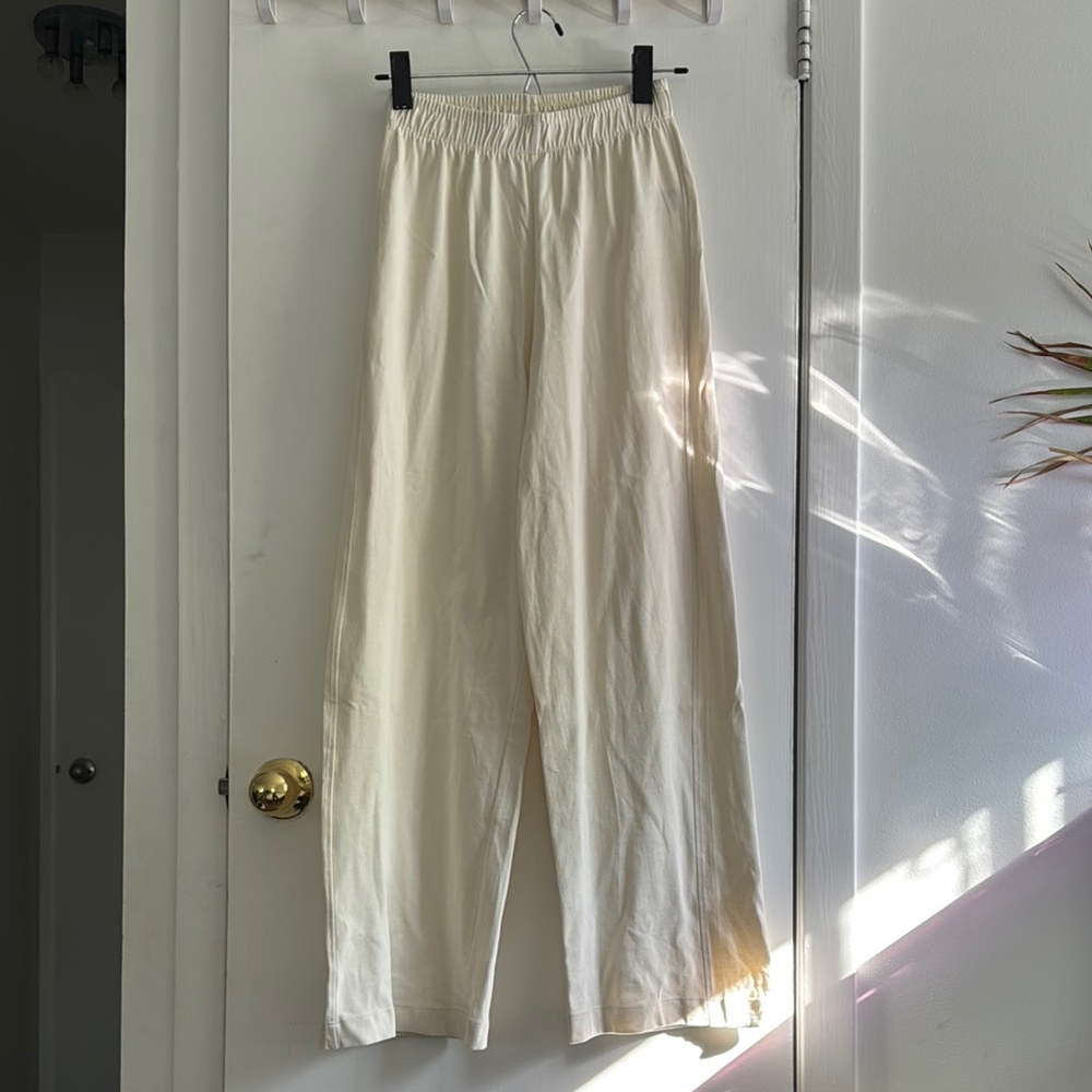 Girls Zara Cream Wide-Leg Elastic Waist Pants